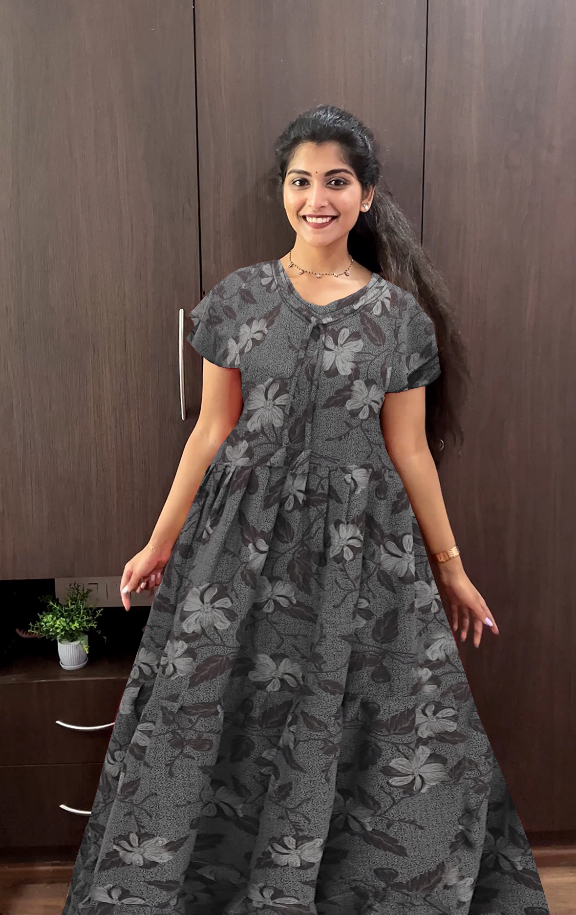 Stylish new FULL FROCK Model Nighties| Fancy Sleeves & Neck Pattern| Side Pocket with Back Tie Rope | Perfect Nightwear Trendy Women's (FRK)