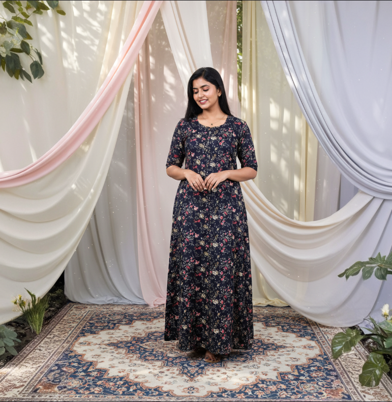 MANGAI Daily Wear Casual Comfort Fit Cotton Printed Nighties | Summer Arrival's for Trendy Women's (DRN)