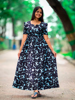 Stylish Arrivals Rayon Gathering Frock Model Night Gown's | Front Adjustable Gathering Style Rope Rope | Puff Sleeve | Trending Collection's for Stylish Women's (FKG)