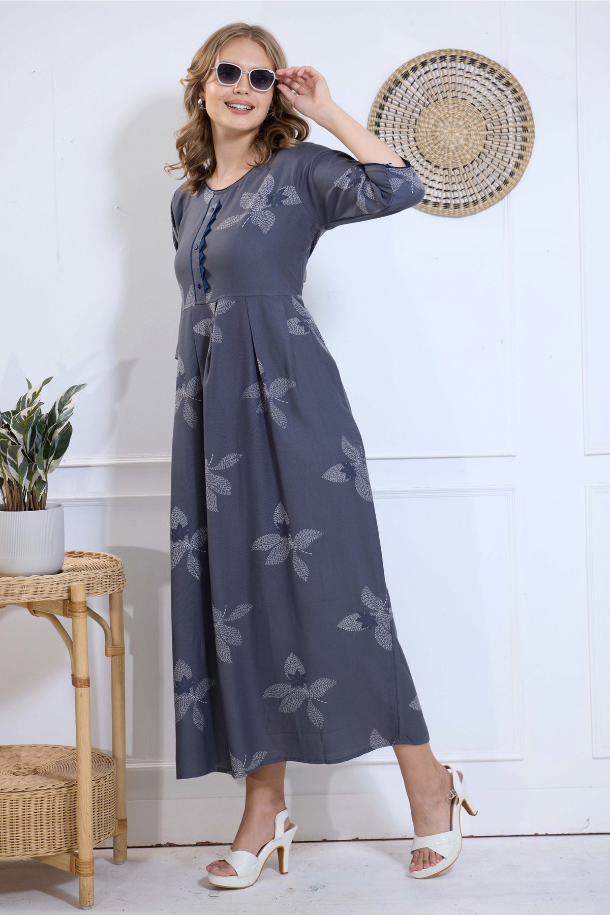 Alpine KURTI Style | Beautiful Stylish KURTI Model | Long 3/4 Sleeve & Side Pocket | Fresh Collection's for Stylish Women's (AK-3/4)