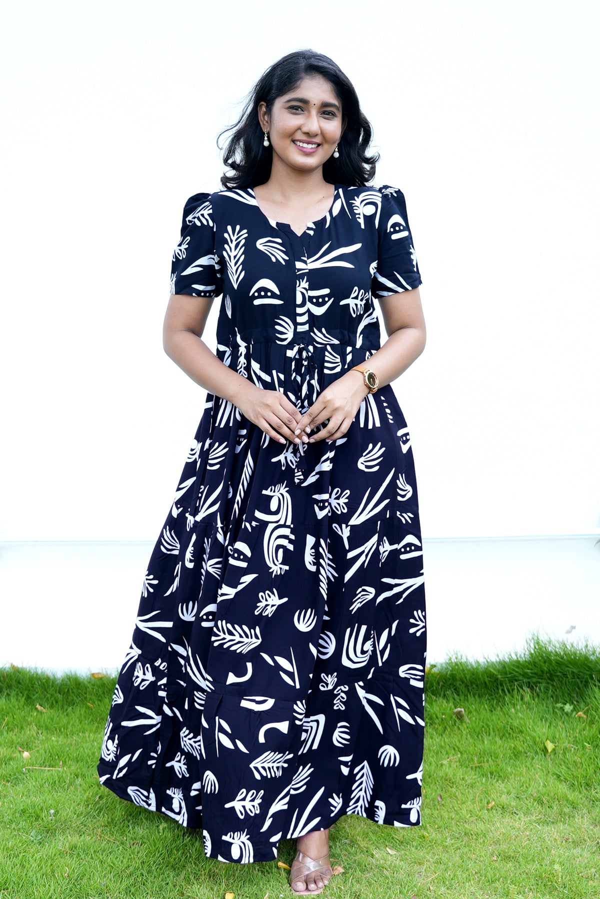 Stylish Arrivals Rayon Gathering Frock Model Night Gown's | Front Adjustable Gathering Style Rope Rope | Puff Sleeve | Trending Collection's for Stylish Women's (GFK)