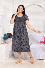 Alpine Smocking Maxi Frock Model Nightgown for Trendy Women's & Teenage Girl's | Stretchable Comfort to Body Fit | Side Pocket & Stylish Round Neck MAXI Gown for Women's Teenage Girl's (ASM)