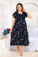 Alpine Smocking Maxi Frock Model Nightgown for Trendy Women's & Teenage Girl's | Stretchable Comfort to Body Fit | Side Pocket & Stylish Round Neck MAXI Gown for Women's Teenage Girl's (ASM)