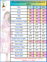 New Stylish Digital Printed Rayon Maternity MAXI Frock | Feeding Friendly Vertical Invisible Zipper's | Adjustable Back Tie Rope | Side Pocket with Fancy Sleeve's | Perfect Maternity Feeding MAXI Frock (DRM)