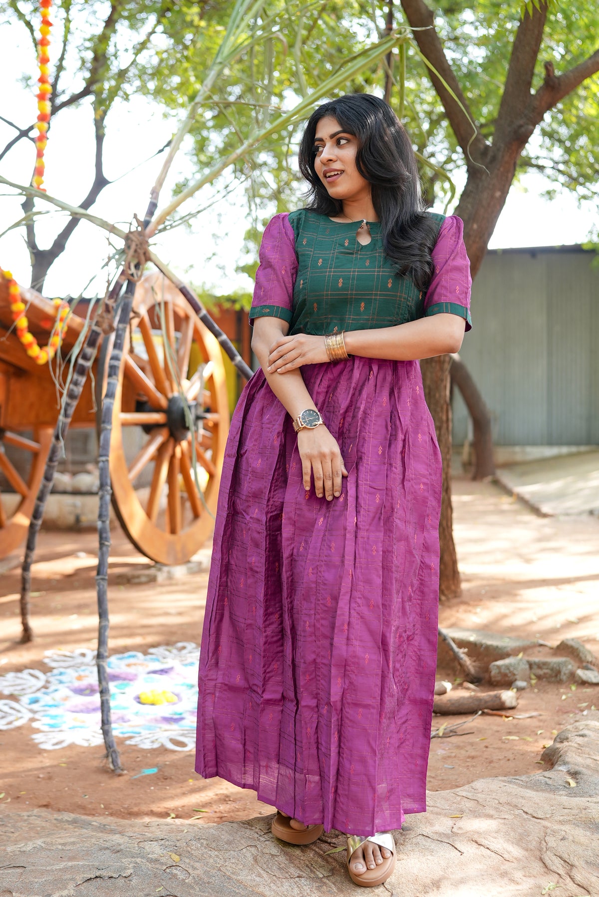 MANGAI New Festive Maternity Wear | Invisible Feeding Zipper | Side Pocket | Adjustable Back Tie Rope | Long Top Casual Wear (MFW)