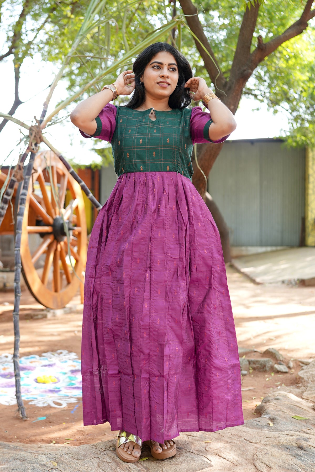 MANGAI New Festive Maternity Wear | Invisible Feeding Zipper | Side Pocket | Adjustable Back Tie Rope | Long Top Casual Wear (MFW)