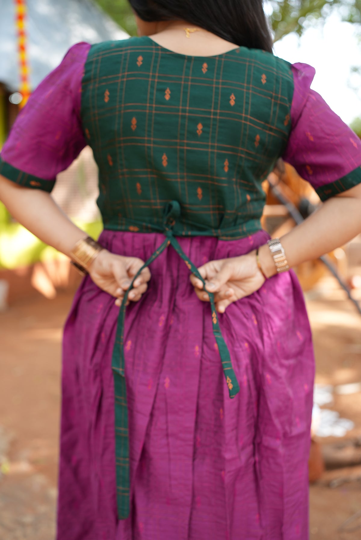 MANGAI New Festive Maternity Wear | Invisible Feeding Zipper | Side Pocket | Adjustable Back Tie Rope | Long Top Casual Wear (MFW)