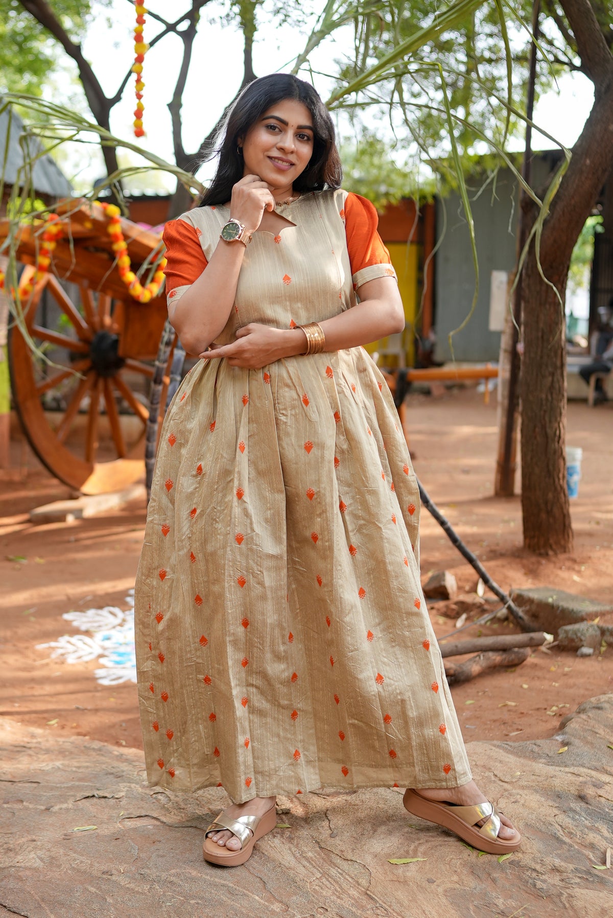 MANGAI New Festive Maternity Wear | Invisible Feeding Zipper | Side Pocket | Adjustable Back Tie Rope | Long Top Casual Wear (MFW)