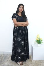 MANGAI Rayon Frock Nighties | Front Open Lengthy Zipper Comforts Feeding | Fancy Double Layered Sleeve's | Post & Pre Pregnancy's and Casual Wear | Side Pocket |Versatile Rayon Frock Night Gown's for Stylish Women's (RPW)