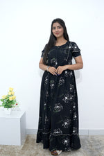 MANGAI Rayon Frock Nighties | Front Open Lengthy Zipper Comforts Feeding | Fancy Double Layered Sleeve's | Post & Pre Pregnancy's and Casual Wear | Side Pocket |Versatile Rayon Frock Night Gown's for Stylish Women's (RPW)