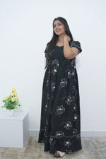 MANGAI Rayon Frock Nighties | Front Open Lengthy Zipper Comforts Feeding | Fancy Double Layered Sleeve's | Post & Pre Pregnancy's and Casual Wear | Side Pocket |Versatile Rayon Frock Night Gown's for Stylish Women's (RPW)