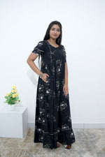 MANGAI Rayon Frock Nighties | Front Open Lengthy Zipper Comforts Feeding | Fancy Double Layered Sleeve's | Post & Pre Pregnancy's and Casual Wear | Side Pocket |Versatile Rayon Frock Night Gown's for Stylish Women's (RPW)