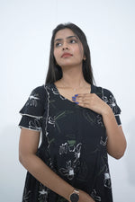 MANGAI Rayon Frock Nighties | Front Open Lengthy Zipper Comforts Feeding | Fancy Double Layered Sleeve's | Post & Pre Pregnancy's and Casual Wear | Side Pocket |Versatile Rayon Frock Night Gown's for Stylish Women's (RPW)