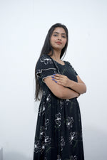 MANGAI Rayon Frock Nighties | Front Open Lengthy Zipper Comforts Feeding | Fancy Double Layered Sleeve's | Post & Pre Pregnancy's and Casual Wear | Side Pocket |Versatile Rayon Frock Night Gown's for Stylish Women's (RPW)