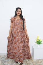 MANGAI Rayon Frock Nighties | Front Open Lengthy Zipper Comforts Feeding | Fancy Double Layered Sleeve's | Post & Pre Pregnancy's and Casual Wear | Side Pocket |Versatile Rayon Frock Night Gown's for Stylish Women's (RPW)