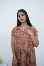 MANGAI Rayon Frock Nighties | Front Open Lengthy Zipper Comforts Feeding | Fancy Double Layered Sleeve's | Post & Pre Pregnancy's and Casual Wear | Side Pocket |Versatile Rayon Frock Night Gown's for Stylish Women's (RPW)