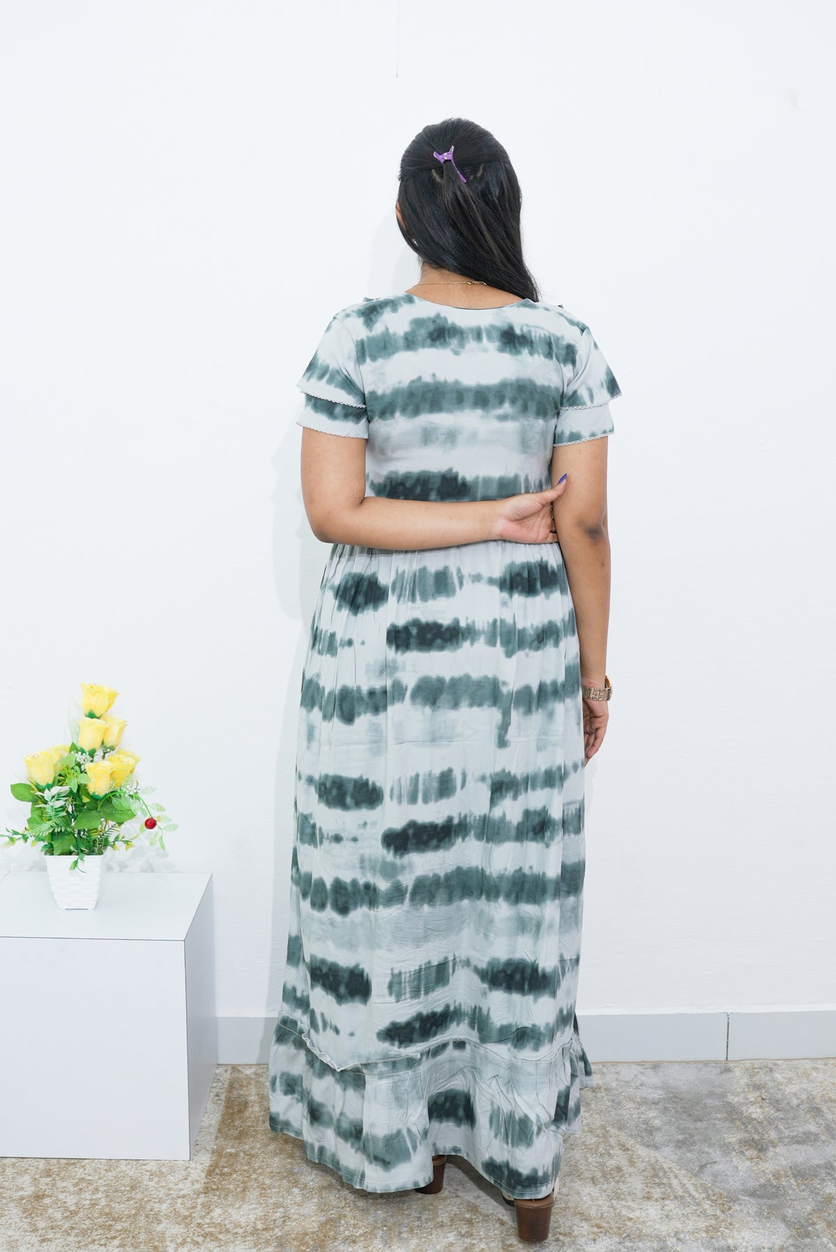 MANGAI Rayon Frock Nighties | Front Open Lengthy Zipper Comforts Feeding | Fancy Double Layered Sleeve's | Post & Pre Pregnancy's and Casual Wear | Side Pocket |Versatile Rayon Frock Night Gown's for Stylish Women's (RPW)