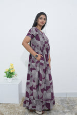 MANGAI Rayon Frock Nighties | Front Open Lengthy Zipper Comforts Feeding | Fancy Double Layered Sleeve's | Post & Pre Pregnancy's and Casual Wear | Side Pocket |Versatile Rayon Frock Night Gown's for Stylish Women's (RPW) (