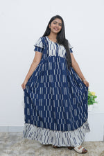 MANGAI Rayon Frock Nighties | Front Open Lengthy Zipper Comforts Feeding | Fancy Double Layered Sleeve's | Post & Pre Pregnancy's and Casual Wear | Side Pocket |Versatile Rayon Frock Night Gown's for Stylish Women's (RPW)