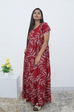 MANGAI Rayon Frock Nighties | Front Open Lengthy Zipper Comforts Feeding | Fancy Double Layered Sleeve's | Post & Pre Pregnancy's and Casual Wear | Side Pocket |Versatile Rayon Frock Night Gown's for Stylish Women's (RPW)