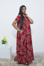 MANGAI Rayon Frock Nighties | Front Open Lengthy Zipper Comforts Feeding | Fancy Double Layered Sleeve's | Post & Pre Pregnancy's and Casual Wear | Side Pocket |Versatile Rayon Frock Night Gown's for Stylish Women's (RPW)