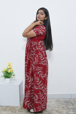 MANGAI Rayon Frock Nighties | Front Open Lengthy Zipper Comforts Feeding | Fancy Double Layered Sleeve's | Post & Pre Pregnancy's and Casual Wear | Side Pocket |Versatile Rayon Frock Night Gown's for Stylish Women's (RPW)