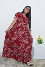 MANGAI Rayon Frock Nighties | Front Open Lengthy Zipper Comforts Feeding | Fancy Double Layered Sleeve's | Post & Pre Pregnancy's and Casual Wear | Side Pocket |Versatile Rayon Frock Night Gown's for Stylish Women's (RPW)