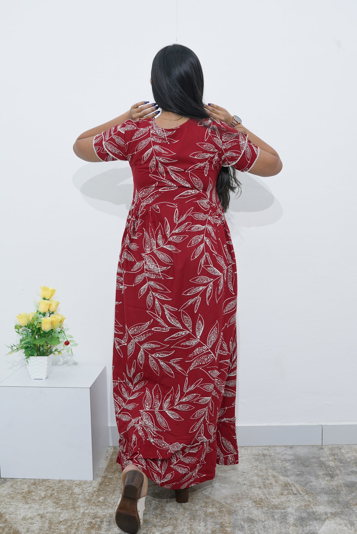 MANGAI Rayon Frock Nighties | Front Open Lengthy Zipper Comforts Feeding | Fancy Double Layered Sleeve's | Post & Pre Pregnancy's and Casual Wear | Side Pocket |Versatile Rayon Frock Night Gown's for Stylish Women's (RPW)