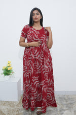 MANGAI Rayon Frock Nighties | Front Open Lengthy Zipper Comforts Feeding | Fancy Double Layered Sleeve's | Post & Pre Pregnancy's and Casual Wear | Side Pocket |Versatile Rayon Frock Night Gown's for Stylish Women's (RPW)