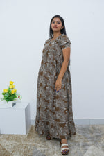 MANGAI Rayon Frock Nighties | Front Open Lengthy Zipper Comforts Feeding | Fancy Double Layered Sleeve's | Post & Pre Pregnancy's and Casual Wear | Side Pocket |Versatile Rayon Frock Night Gown's for Stylish Women's (RPW)