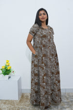 MANGAI Rayon Frock Nighties | Front Open Lengthy Zipper Comforts Feeding | Fancy Double Layered Sleeve's | Post & Pre Pregnancy's and Casual Wear | Side Pocket |Versatile Rayon Frock Night Gown's for Stylish Women's (RPW)