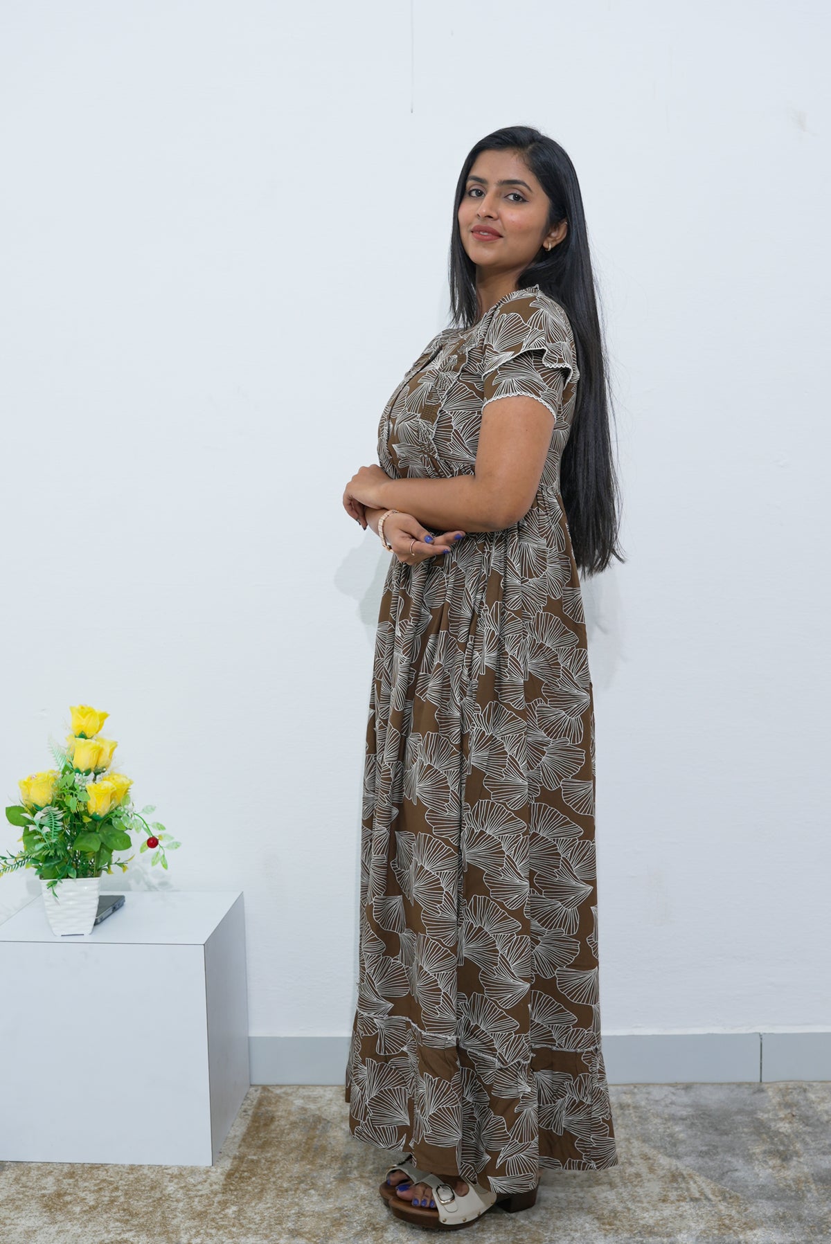 MANGAI Rayon Frock Nighties | Front Open Lengthy Zipper Comforts Feeding | Fancy Double Layered Sleeve's | Post & Pre Pregnancy's and Casual Wear | Side Pocket |Versatile Rayon Frock Night Gown's for Stylish Women's (RPW)