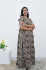 MANGAI Rayon Frock Nighties | Front Open Lengthy Zipper Comforts Feeding | Fancy Double Layered Sleeve's | Post & Pre Pregnancy's and Casual Wear | Side Pocket |Versatile Rayon Frock Night Gown's for Stylish Women's (RPW)