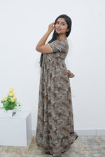 MANGAI Rayon Frock Nighties | Front Open Lengthy Zipper Comforts Feeding | Fancy Double Layered Sleeve's | Post & Pre Pregnancy's and Casual Wear | Side Pocket |Versatile Rayon Frock Night Gown's for Stylish Women's (RPW)