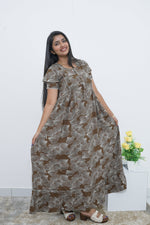 MANGAI Rayon Frock Nighties | Front Open Lengthy Zipper Comforts Feeding | Fancy Double Layered Sleeve's | Post & Pre Pregnancy's and Casual Wear | Side Pocket |Versatile Rayon Frock Night Gown's for Stylish Women's (RPW)