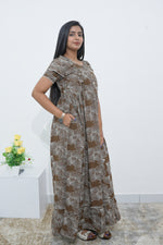 MANGAI Rayon Frock Nighties | Front Open Lengthy Zipper Comforts Feeding | Fancy Double Layered Sleeve's | Post & Pre Pregnancy's and Casual Wear | Side Pocket |Versatile Rayon Frock Night Gown's for Stylish Women's (RPW)