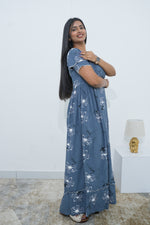 MANGAI Rayon Frock Nighties | Front Open Lengthy Zipper Comforts Feeding | Fancy Double Layered Sleeve's | Post & Pre Pregnancy's and Casual Wear | Side Pocket |Versatile Rayon Frock Night Gown's for Stylish Women's (RPW)