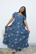 MANGAI Rayon Frock Nighties | Front Open Lengthy Zipper Comforts Feeding | Fancy Double Layered Sleeve's | Post & Pre Pregnancy's and Casual Wear | Side Pocket |Versatile Rayon Frock Night Gown's for Stylish Women's (RPW)