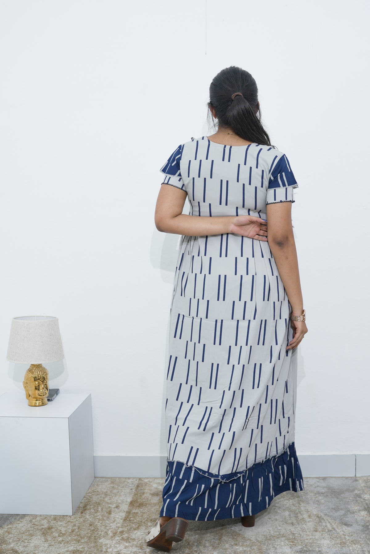 MANGAI Rayon Frock Nighties | Front Open Lengthy Zipper Comforts Feeding | Fancy Double Layered Sleeve's | Post & Pre Pregnancy's and Casual Wear | Side Pocket |Versatile Rayon Frock Night Gown's for Stylish Women's (RPW)