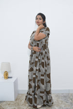 MANGAI Rayon Frock Nighties | Front Open Lengthy Zipper Comforts Feeding | Fancy Double Layered Sleeve's | Post & Pre Pregnancy's and Casual Wear | Side Pocket |Versatile Rayon Frock Night Gown's for Stylish Women's (RPW) (