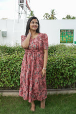 Rayon Colourful Foil Printing Gathering Frock Model Nighties | Side Pocket and Gathering Front Rope | Fancy Sleeve & Maxi Frock Nightwear for Stylish Women's (FGF)