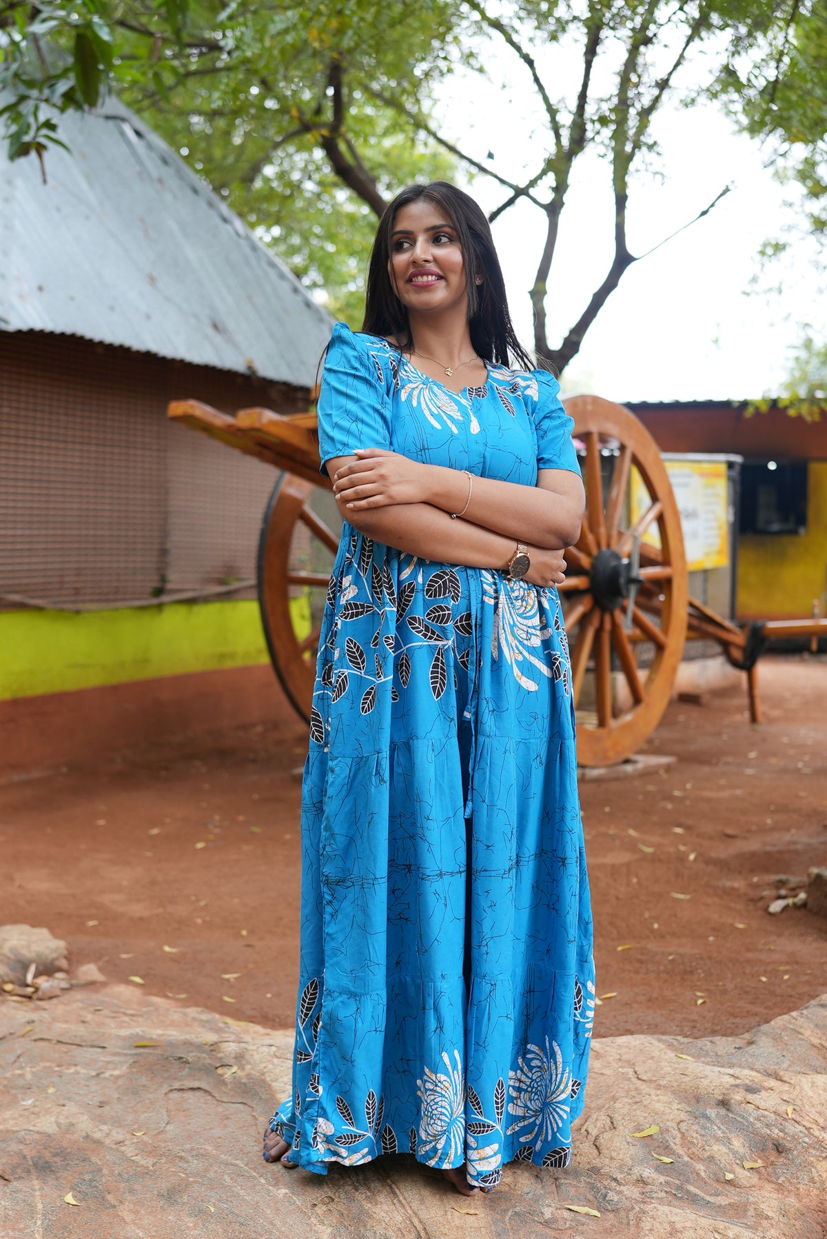 Stylish Arrivals Rayon Gathering Frock Model Night Gown's | Front Adjustable Gathering Style Rope | Puff Sleeve | Trending Collection's for Stylish Women's (FKG)