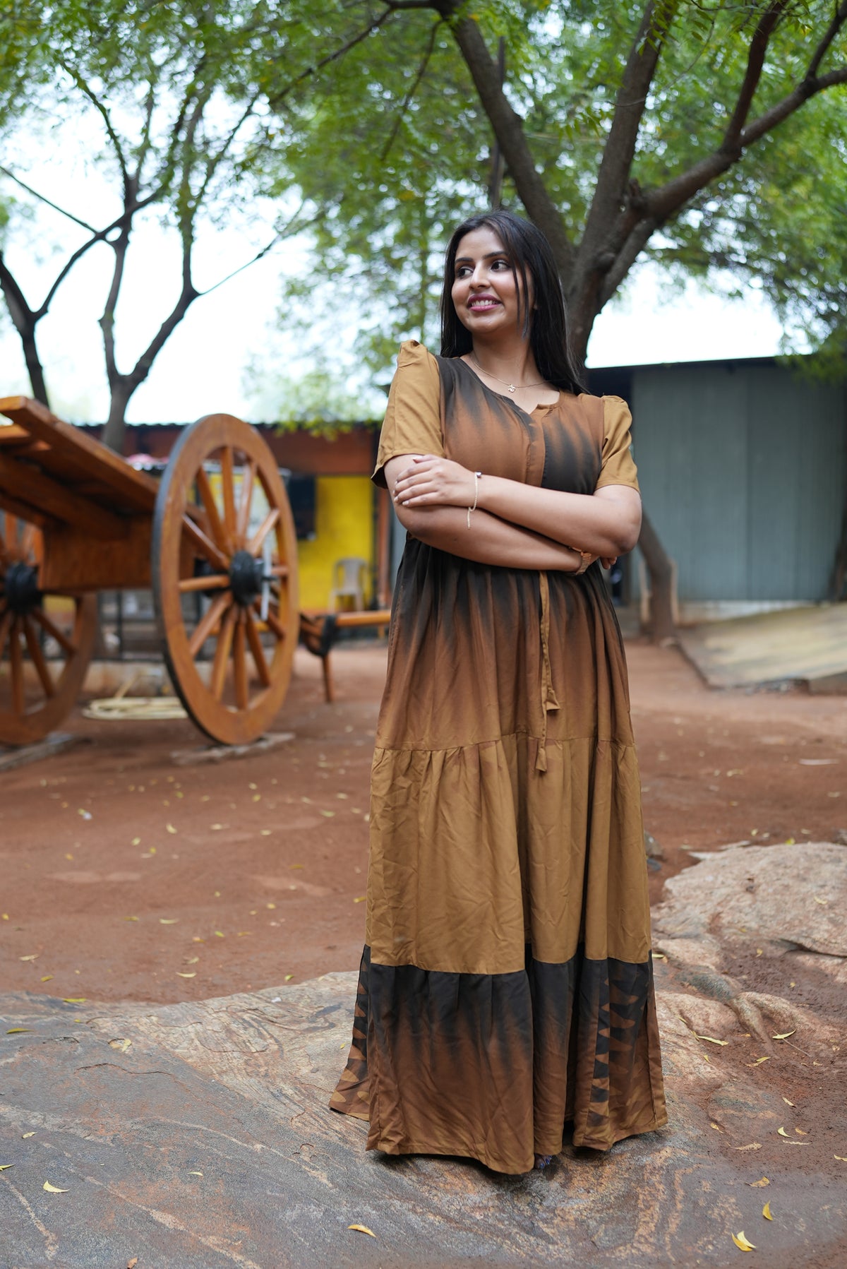 Stylish Arrivals Rayon Gathering Frock Model Night Gown's | Front Adjustable Gathering Style Rope | Puff Sleeve | Trending Collection's for Stylish Women's (FKG)