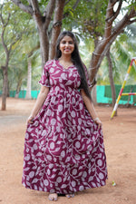 Mangai 3 Layer Flared Frock Model Nighties Soft and Smooth Premium Quality Rayon Material , Fancy Frilled Sleeve, Side Pocket , Back tie Rope , Stylish Collection's for Trendy Women's (MRK)