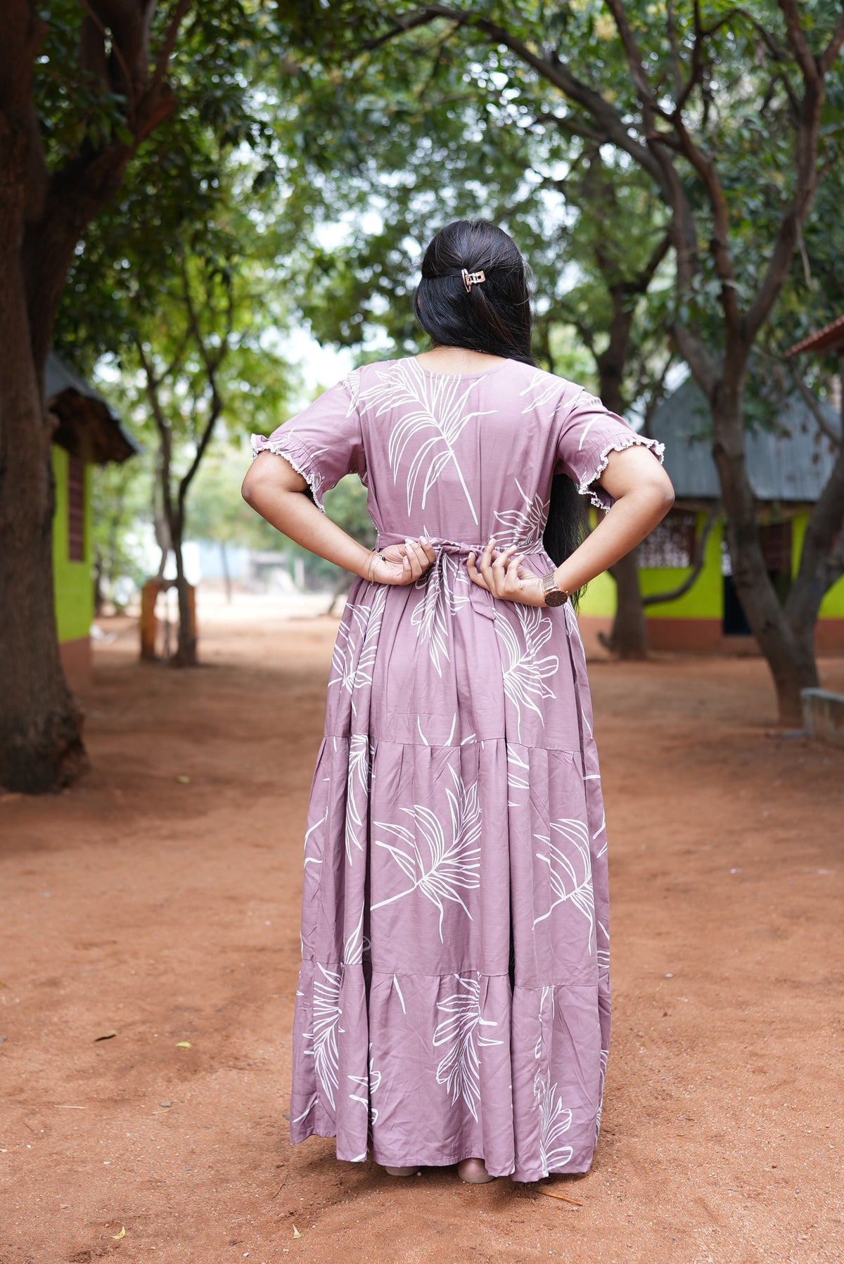 Mangai 3 Layer Flared Frock Model Nighties Soft and Smooth Premium Quality Rayon Material , Fancy Frilled Sleeve, Side Pocket , Back tie Rope , Stylish Collection's for Trendy Women's (MRK)