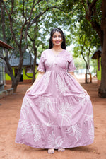 Mangai 3 Layer Flared Frock Model Nighties Soft and Smooth Premium Quality Rayon Material , Fancy Frilled Sleeve, Side Pocket , Back tie Rope , Stylish Collection's for Trendy Women's (MRK)