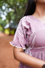 Mangai 3 Layer Flared Frock Model Nighties Soft and Smooth Premium Quality Rayon Material , Fancy Frilled Sleeve, Side Pocket , Back tie Rope , Stylish Collection's for Trendy Women's (MRK)