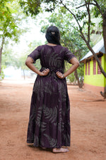 Mangai 3 Layer Flared Frock Model Nighties Soft and Smooth Premium Quality Rayon Material , Fancy Frilled Sleeve, Side Pocket , Back tie Rope , Stylish Collection's for Trendy Women's (MRK)