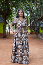 Mangai 3 Layer Flared Frock Model Nighties Soft and Smooth Premium Quality Rayon Material , Fancy Frilled Sleeve, Side Pocket , Back tie Rope , Stylish Collection's for Trendy Women's (MRK)