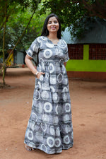 Mangai 3 Layer Flared Frock Model Nighties Soft and Smooth Premium Quality Rayon Material , Fancy Frilled Sleeve, Side Pocket , Back tie Rope , Stylish Collection's for Trendy Women's (MRK)